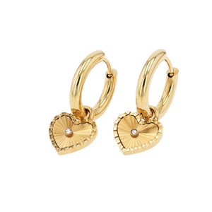 Sunray Heart Charm Hoop